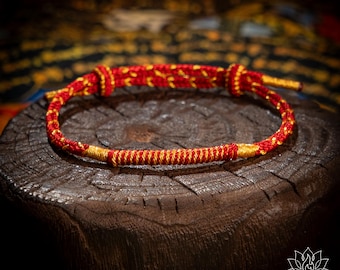 Bracciale con nodo tibetano fatto a mano, braccialetto con nodo della ricchezza, corda rossa di protezione del destino, regalo yoga per uomini e donne, amuleto della prosperità, regalo di benedizione