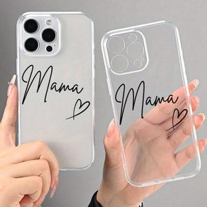 Mama iPhone Hülle Klar Transparent Minimalist Script Herz Handyhülle