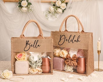 Personalized Tote Gift bag,Beach Burlap Bag,Monogram Beach Tote Bag,Bridesmaid Gift Bag,Bachelorette Party Bag,Jute Bag,Wedding,thank you