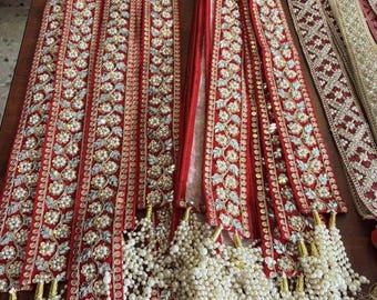 Red velvet cloth beaded tassles barat swagat mala /sawagat mala for wedding