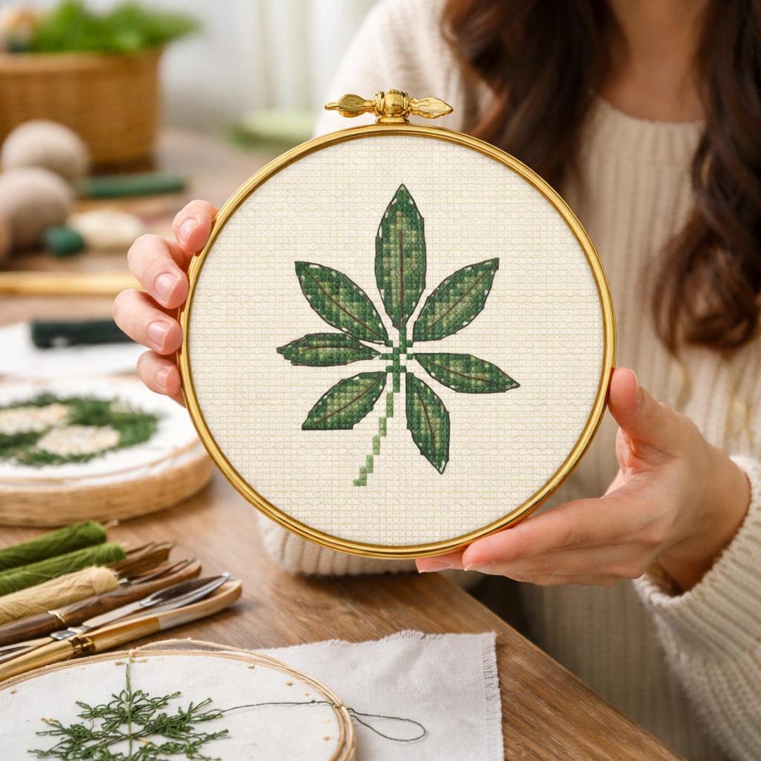 Bamboo Leaf Cross Stitch Design Pattern PDF Printable – Botanical Zen ...