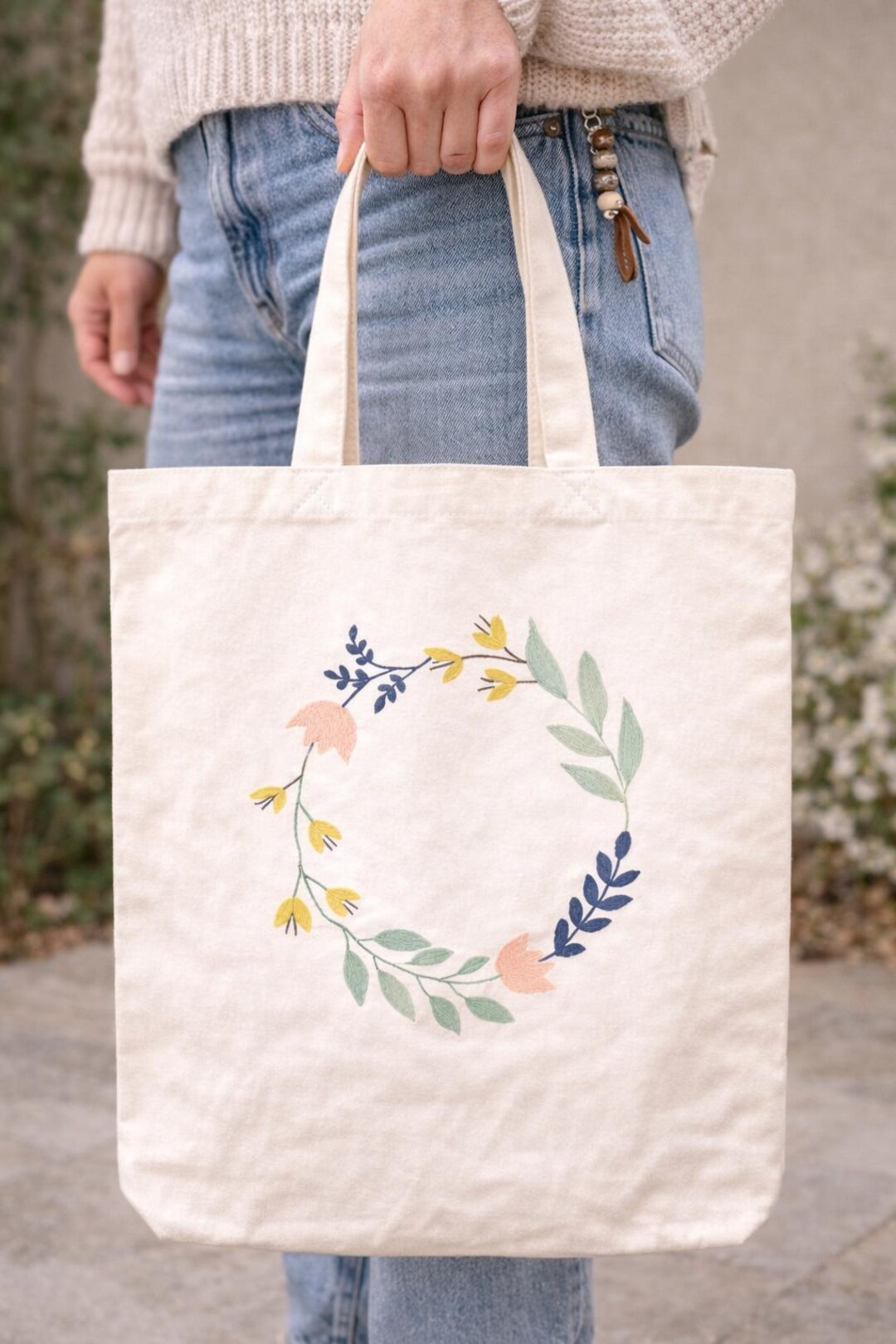 Floral Wreath Embroidery Pattern | Botanical Hand Embroidery Design ...
