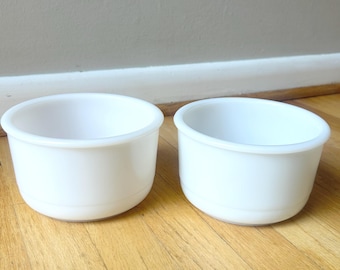 Set of 2 Vintage Mid-Century Milk Glass Mixing Bowls