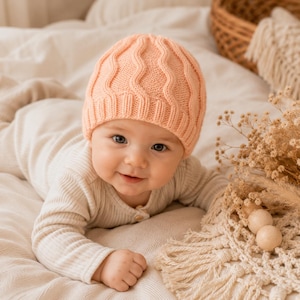 Baby ZigZag Hat Knitting Pattern PDF, Cable Knit Baby Beanie Pattern, Newborn Hat Pattern, DK Yarn, Instant Download, 0-18 Months
