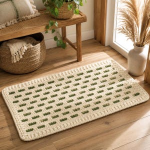 Textured Home Rug Crochet Pattern PDF | Easy Crochet Rug | Modern Farmhouse Rug | Boho Floor Mat | Instant Download