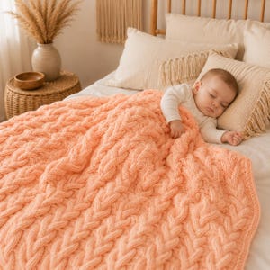 Shadow Cable Baby Blanket Knitting Pattern, Easy Cable Knit Baby Blanket, Super Bulky Blanket Pattern, 36x36 in Baby Blanket