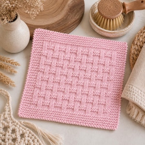 Textured Knit Dishcloth Knitting Pattern PDF, Beginner Knit Washcloth, Kitchen Cloth Pattern, Instant Download, DIY Gift