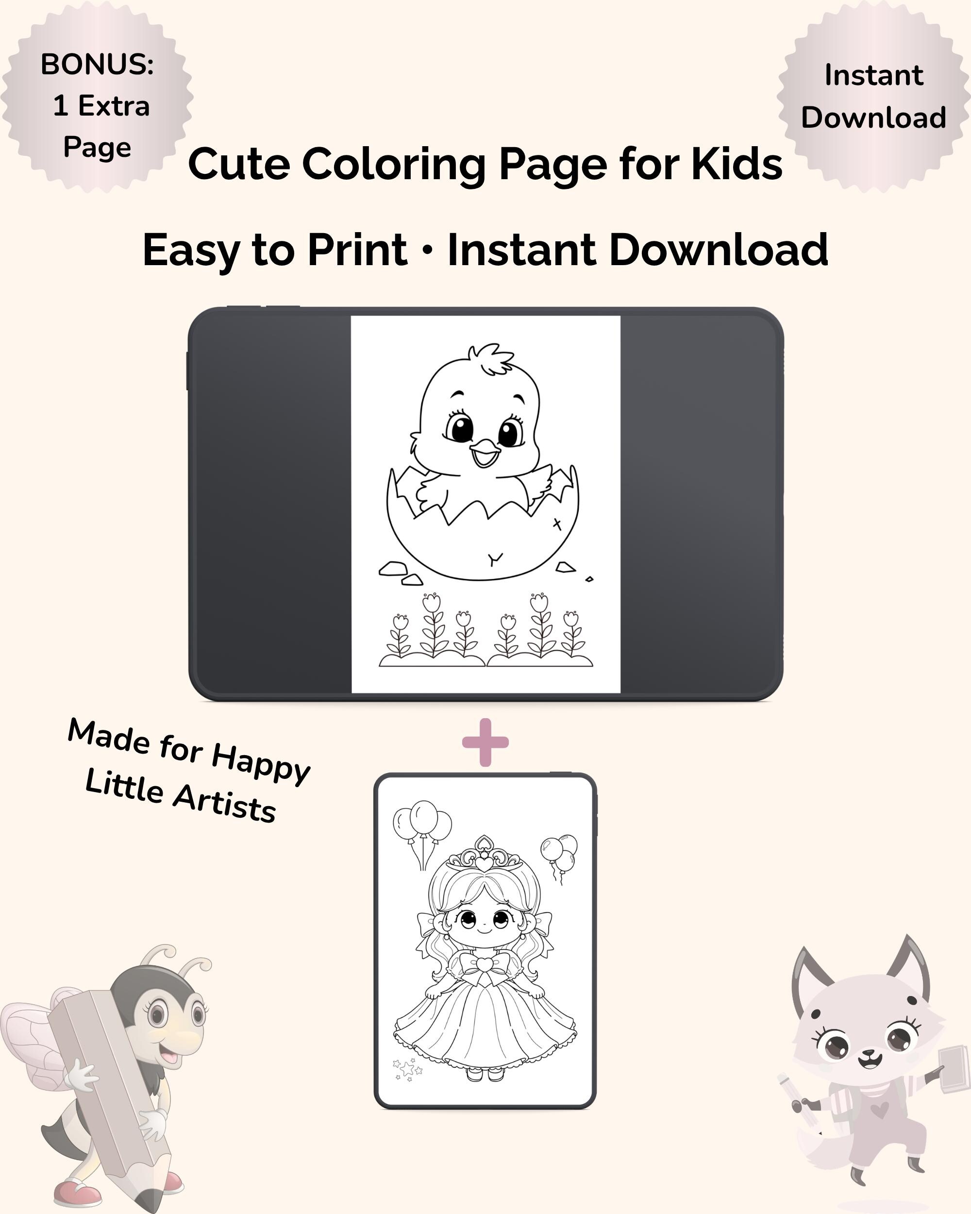 Princess Coloring Page for Kids • Printable PDF • Instant Download - Etsy