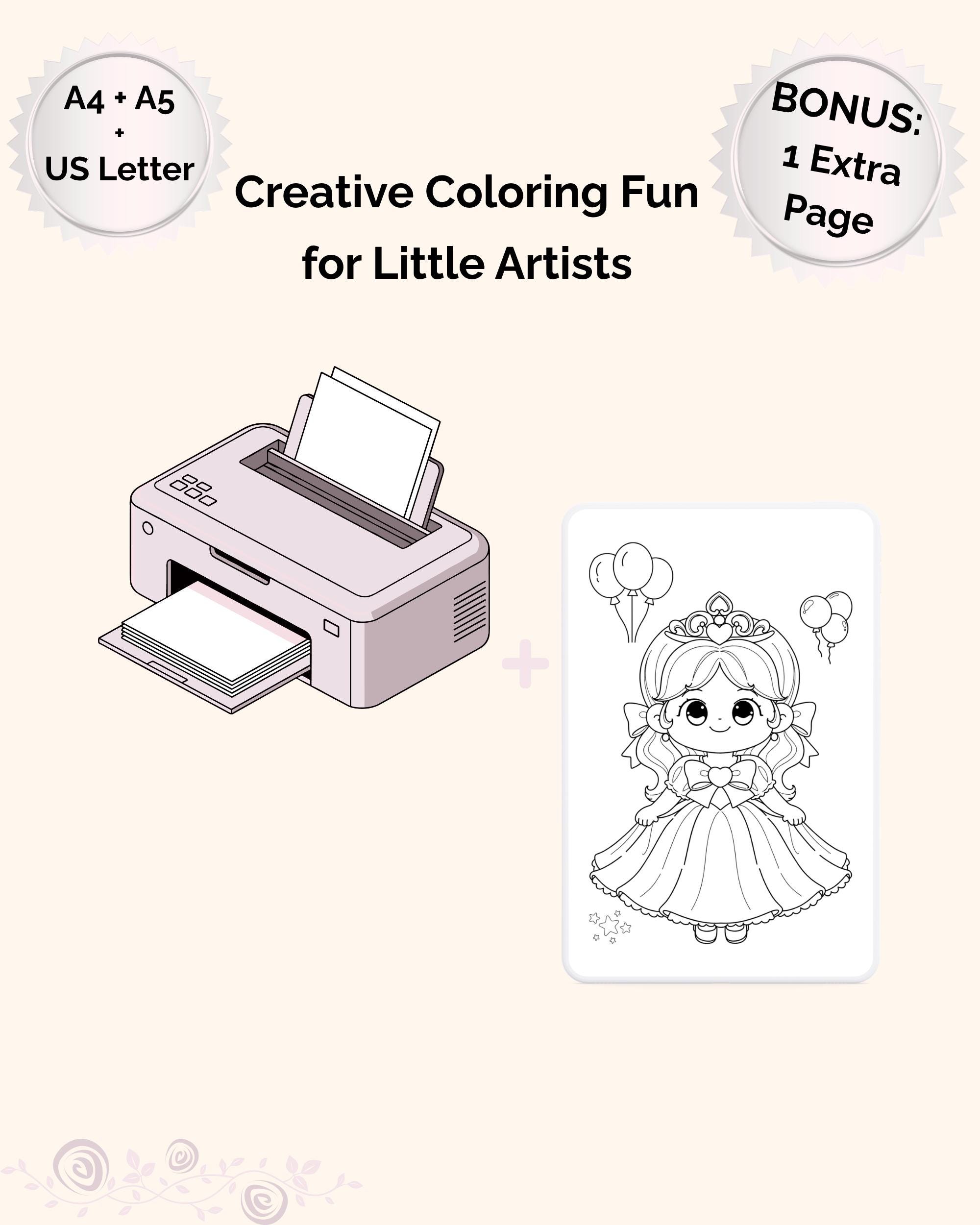 Princess Coloring Page for Kids • Printable PDF • Instant Download - Etsy