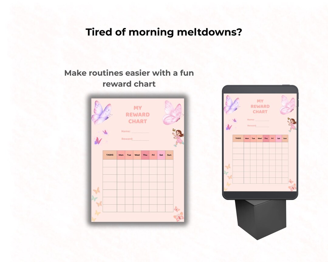 Butterfly Reward Chart Printable Chore & Routine Tracker Behavior Chart ...