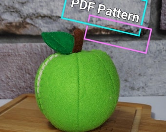Cuttable Felt Apple PDF Sewing Pattern – Interactive Play Food, Easy Step-by-Step DIY Craft Tutorial