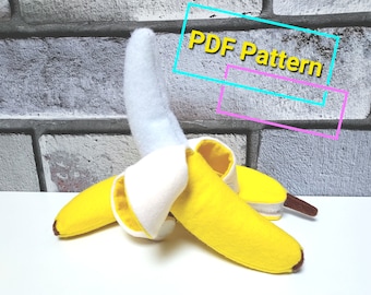 Cartamodello a banana in feltro - Cartamodello PDF - Banana in velcro - Tutorial frutta in feltro - Gioca al cibo