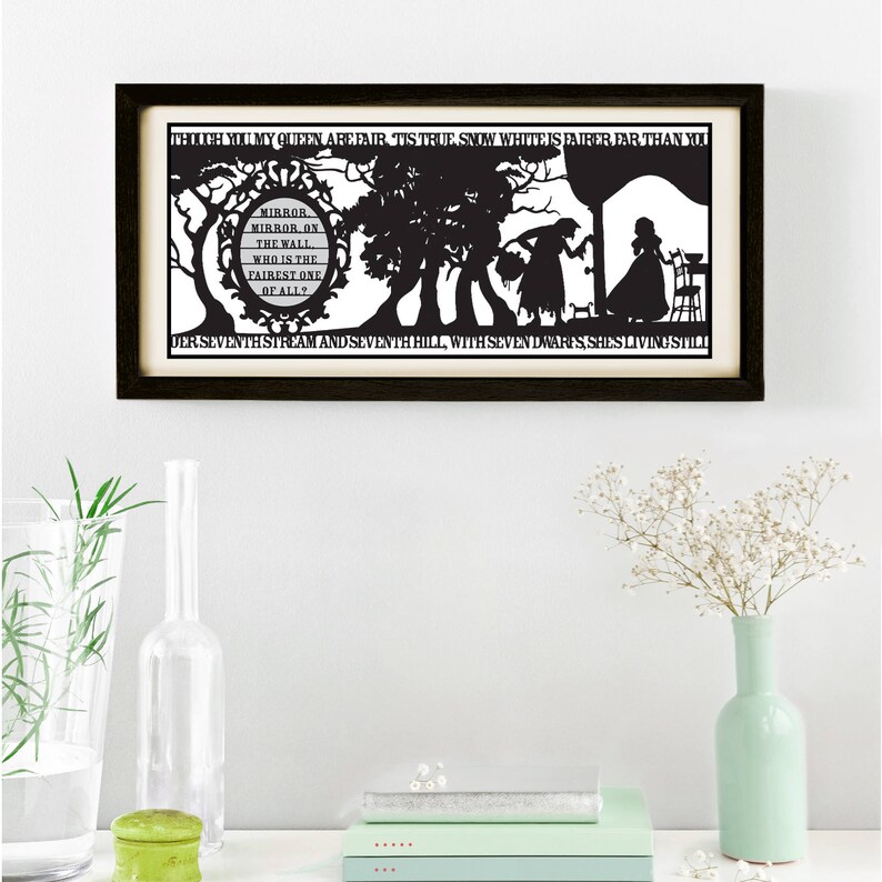 Snow White S Mirror Signed And Framed Papercut Print Fairytale Wall Art Paper Cut E Fairy Tale Gift