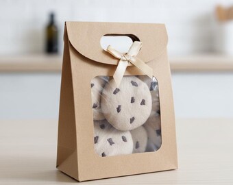 6 Felt Chocolate Chip Cookies – Play Food Gift Set, Handmade Toy Biscuits