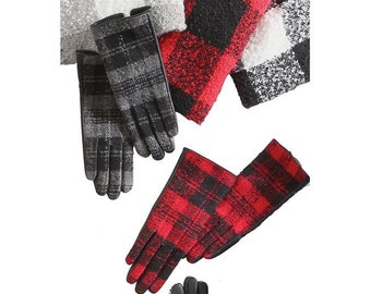 New Ladies Womens Tartan Check Fleece Lined Soft Gloves Winter Autumn Warm Xmas