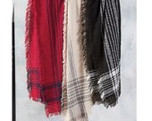 Super Soft Red Black Plaid Check Boucle Scarf Wrap Perfect Stocking Stuffer or Gift
