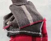 Super Soft Red Black Plaid Check Boucle Turtleneck Poncho Perfect Stocking Stuffer or Gift