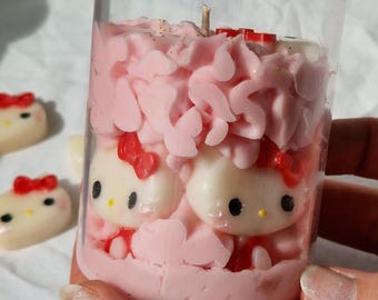 Simpatica candela a forma di gattino Kawaii, regalo perfetto per lei, candela rosa a forma di dessert, idea regalo di compleanno, decorazione estetica per la stanza, candela di soia fatta a mano, decorazione carina e femminile