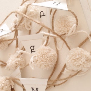 Custom Pom-Pom and Paper Garland (Natural Cotton and Printed Cardstock), From 1 ft - 9 ft. -- As seen in Apartment Therapy