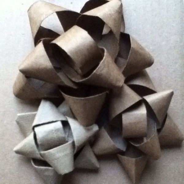 Assorted Kraft Paper Bows, Set of 12 Handmade bows from recycled sources, Add custom finish