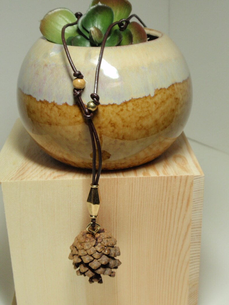 Aromatherapy Necklace, Natural Pine Cone Necklace, Woodland Charm Necklace Various Aromatherapy Scents image 3