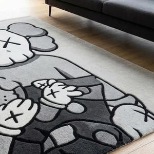 Tappeto in lana ispirato a KAWS / Tappeto pop art trapuntato a mano / Arredamento di lusso per il soggiorno immagine 5
