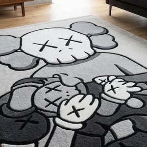 Tappeto in lana ispirato a KAWS / Tappeto pop art trapuntato a mano / Arredamento di lusso per il soggiorno immagine 9