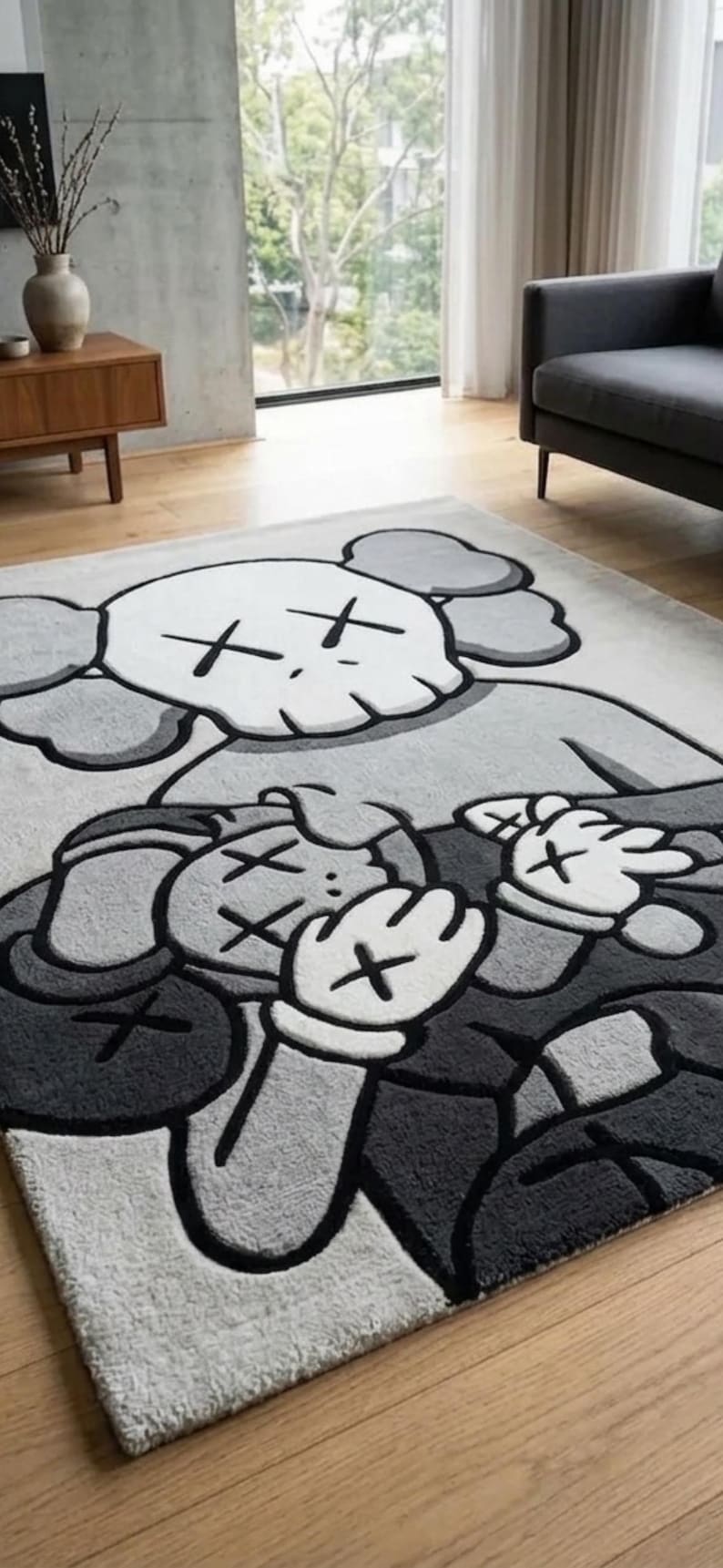 Tappeto in lana ispirato a KAWS / Tappeto pop art trapuntato a mano / Arredamento di lusso per il soggiorno immagine 9