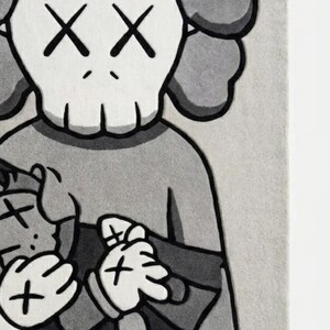 Tappeto in lana ispirato a KAWS / Tappeto pop art trapuntato a mano / Arredamento di lusso per il soggiorno immagine 4