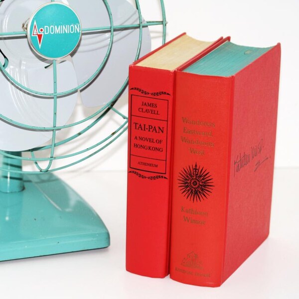 Red 2 Book Collection Retro Decor Aqua Red Interior Design