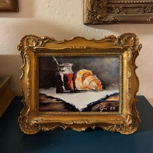 Jamies Fine Art High Definition Print From Original Croissant In Paris Painting Antique Inspired Frame 5X7 image 2