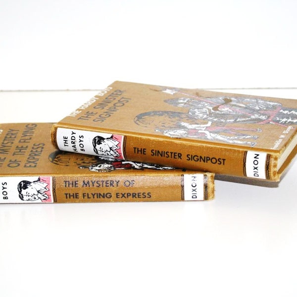 Hardy Boys Mystery Books Set of Two Brown Photography Prop Interior Design