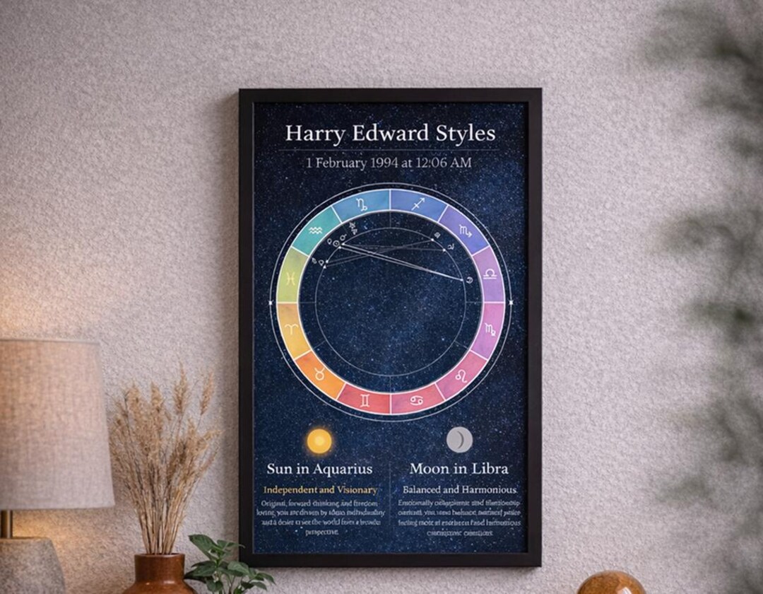 Custom Astrology Birth Chart Print — Personalised Natal Chart — Digital ...