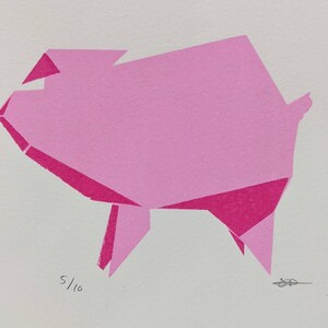 Screenprint Origami Animals Pig