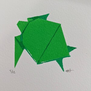 Screenprint Origami Animals Marine Turtle