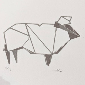 Screenprint Origami Animals Sheep