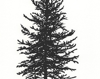 Tamarack/Larch Tree Linocut