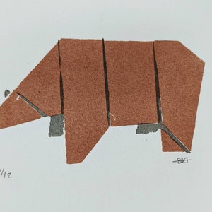 Screenprint Origami Animals Brown Bear