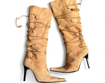 Vintage Tan Suede KneeHigh Boots
