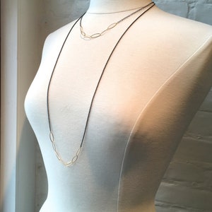 TWO TONE Necklace Long Mixed Chain of Gold Links with Brass/ Modern Necklace/ Delicate Chain Necklace/ Gold Mix Layering Necklace/ BFF Gift