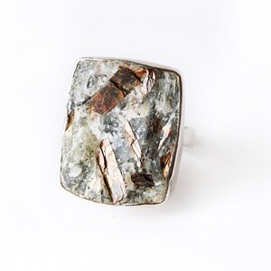 ASTROPHYLLITE DRUZY Ring in Sterling Silver- Raw Mineral Statement Ring-Healing Stone Ring size 5.75 and size 7- Modern, Unisex Mineral Ring