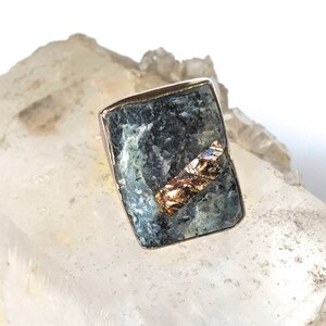 ASTROPHYLLITE DRUZY Ring in Sterling Silver- Raw Mineral Statement Ring-Healing Stone Ring size 5.75 and size 7- Modern, Unisex Mineral Ring