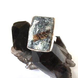 ASTROPHYLLITE DRUZY Ring in Sterling Silver- Raw Mineral Statement Ring-Healing Stone Ring size 5.75 and size 7- Modern, Unisex Mineral Ring