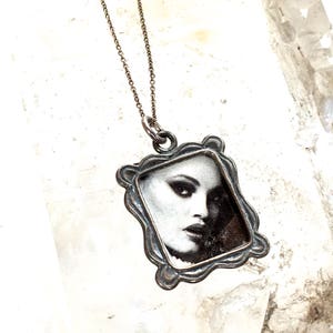 Sterling Silver Picture Frame Necklace: Dainty Portrait Charm