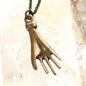 HAND Necklace Brass or Silver HAND Amulet Helping Hand Charm Necklace Layering Necklace Necklace or Pendant with Hand Milagro Great Gift image 9
