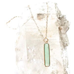 Natural Stone Pendant/Necklace Mineral Necklace Blue AGATE or Sea Green CHALCEDONY Rectangle Stone Gold Vermeil 20 Layering Necklace image 7