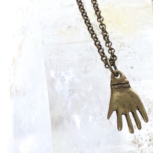 HAND Necklace Brass or Silver HAND Amulet Helping Hand Charm Necklace Layering Necklace Necklace or Pendant with Hand Milagro Great Gift image 5