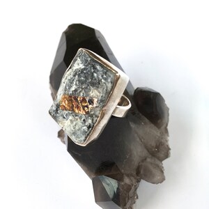 ASTROPHYLLITE DRUZY Ring in Sterling Silver- Raw Mineral Statement Ring-Healing Stone Ring size 5.75 and size 7- Modern, Unisex Mineral Ring