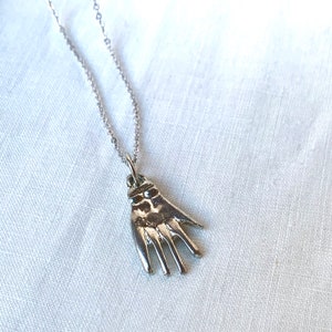 HAND Necklace Brass or Silver HAND Amulet Helping Hand Charm Necklace Layering Necklace Necklace or Pendant with Hand Milagro Great Gift image 3