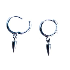 Silver HOOP EARRINGS with Charms - Small Silver Circle Hoops in Sterling Silver or Silver Metal with  'Anchor' Charms - Unisex Earrings